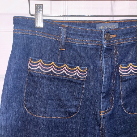 Wyse Navy Embroidered Jeans SZ 4​ - Picture 3 of 9